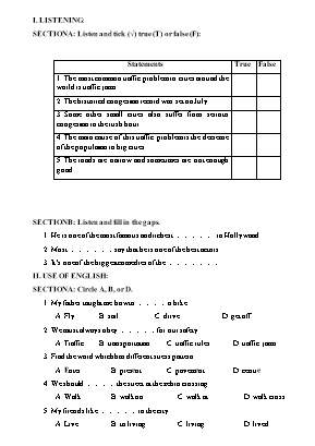 Đề kiểm tra học kì 2 môn Tiếng Anh Lớp 8